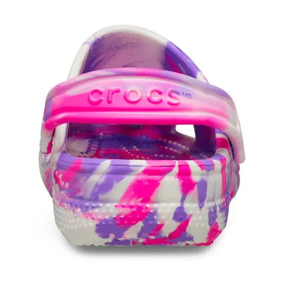 Crocs Classic 210718-6TX Clog Kids Pink Glow Marble Print Comfort Shoes FD628