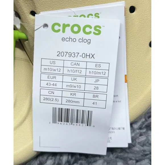 Crocs Echo Clogs‎ Shoes Slides Mens Size 10 Tan Sesame Casual Comfort Slip On