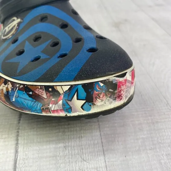 Crocs Mens MARVEL AVENGERS CAPTAIN AMERICA Comic Band Slip On Clog Shoes Size 12
