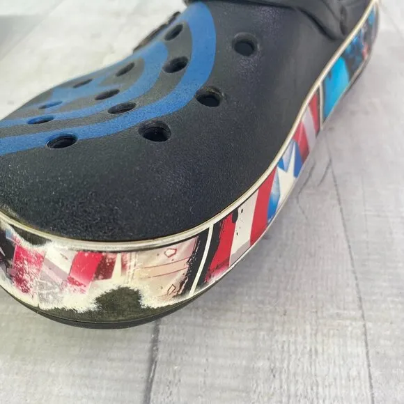 Crocs Mens MARVEL AVENGERS CAPTAIN AMERICA Comic Band Slip On Clog Shoes Size 12