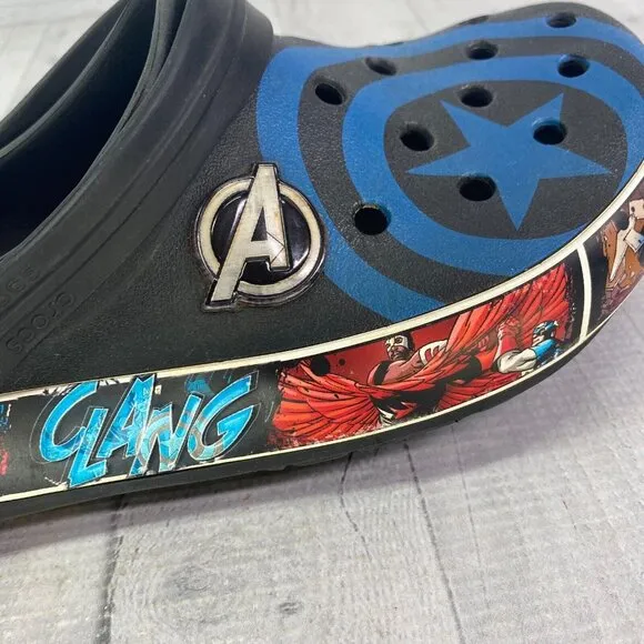 Crocs Mens MARVEL AVENGERS CAPTAIN AMERICA Comic Band Slip On Clog Shoes Size 12