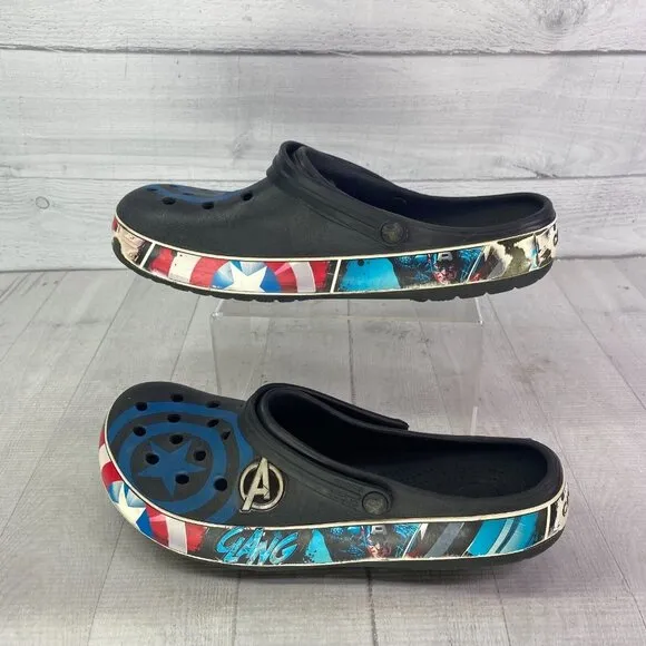 Crocs Mens MARVEL AVENGERS CAPTAIN AMERICA Comic Band Slip On Clog Shoes Size 12