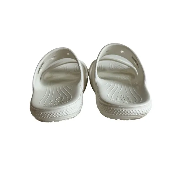 Crocs Slides Sandals White Double Strap Slip On unisex women’s 9 men’s 7 EUC