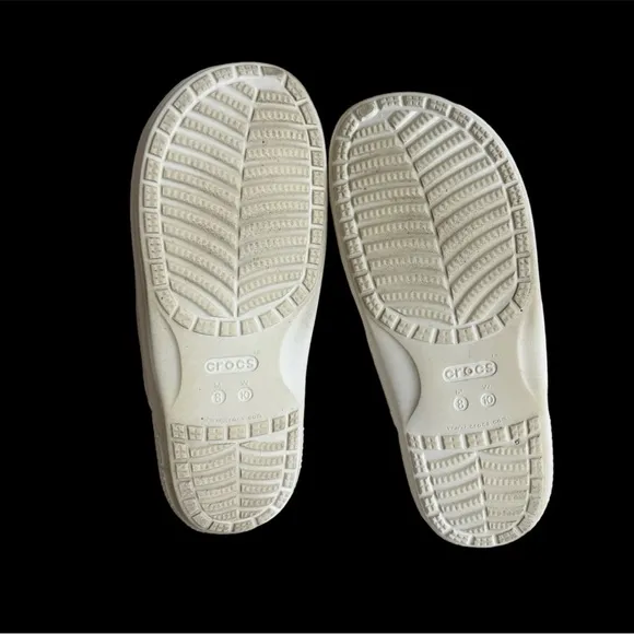 Crocs Slides Sandals White Double Strap Slip On unisex women’s 9 men’s 7 EUC