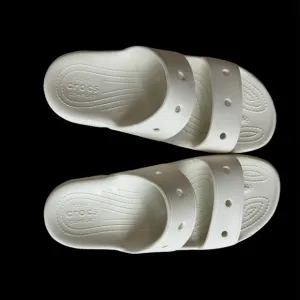 Crocs Slides Sandals White Double Strap Slip On unisex women’s 9 men’s 7 EUC