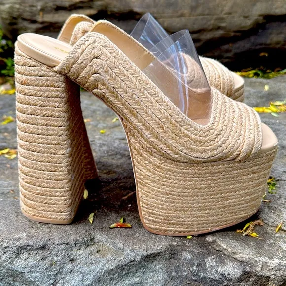 CULT GAIA SISLEY NUDE HIGH HEEL PLATFORM SANDALS - 9 ☀️🔥👡