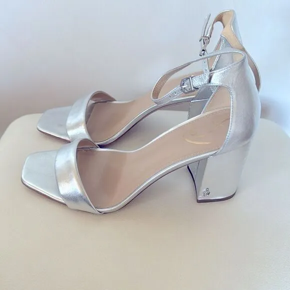 Daniella Leather Ankle Strap Square Toe Dress Sandals