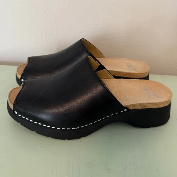 DANSKO Black Leather Slide Sandals Size 37