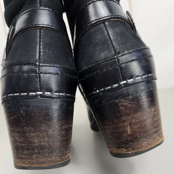 Dansko Hayley Ankle Boots with Chunky Heel and Rounded Toe Black Size 6.5-7 (37)