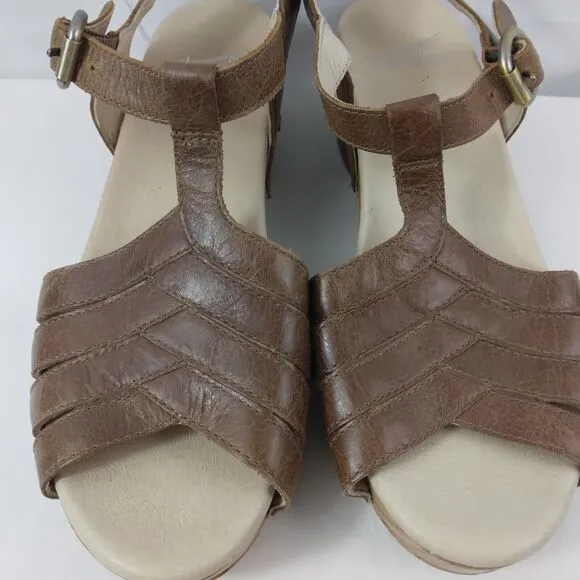 Dansko Mara Brown Open Toe Buckle Sandals Womens Size 7 US 38 EUR