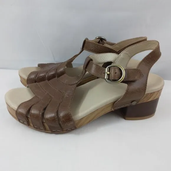 Dansko Mara Brown Open Toe Buckle Sandals Womens Size 7 US 38 EUR