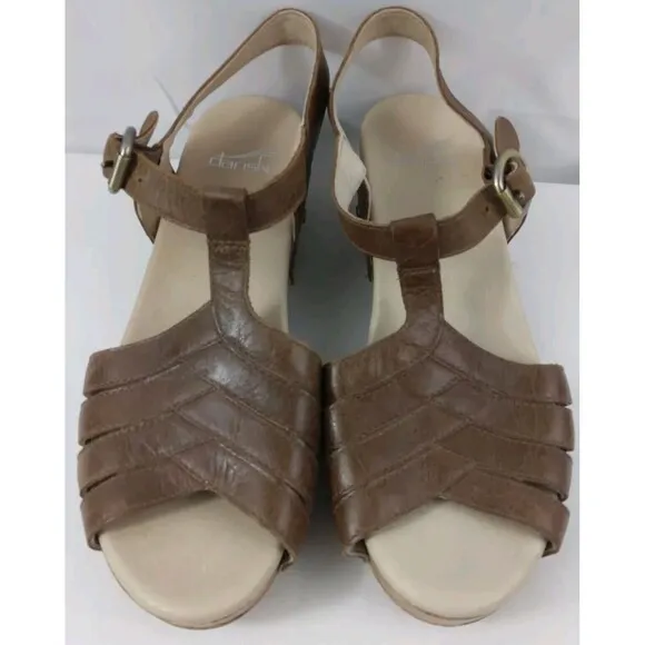 Dansko Mara Brown Open Toe Buckle Sandals Womens Size 7 US 38 EUR