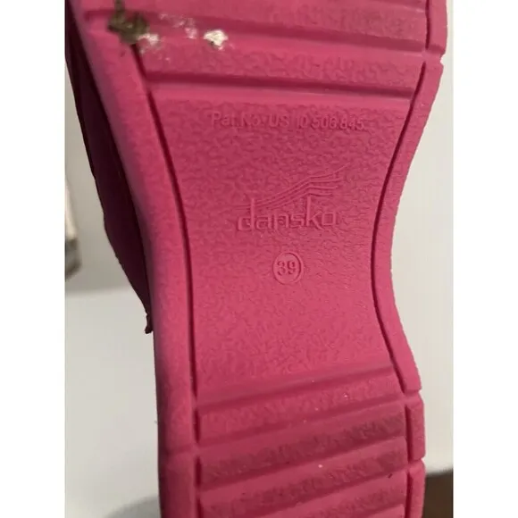 Dansko Ravyn Peep Toe Sandals in  Fuchsia Milled Nubuck Womens Size EU39/US8