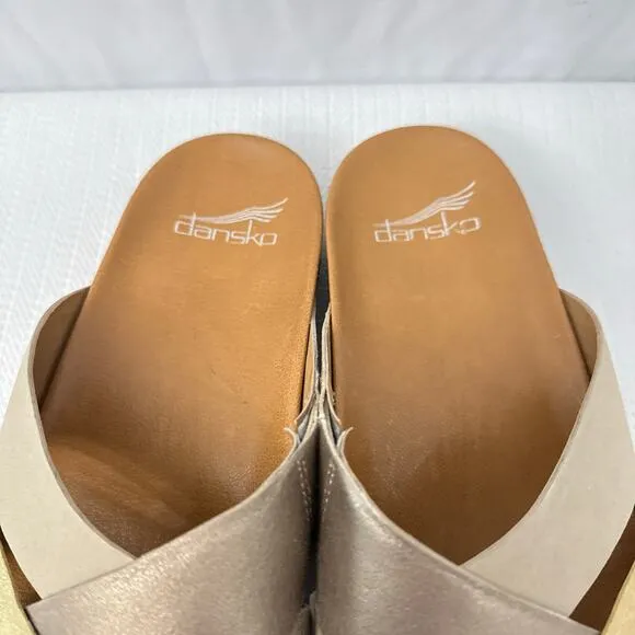 Dansko Sandals Women's Size 8 Joanna Two Tone Gold Open Toe 38‎ EU