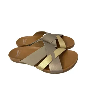 Dansko Sandals Women's Size 8 Joanna Two Tone Gold Open Toe 38‎ EU