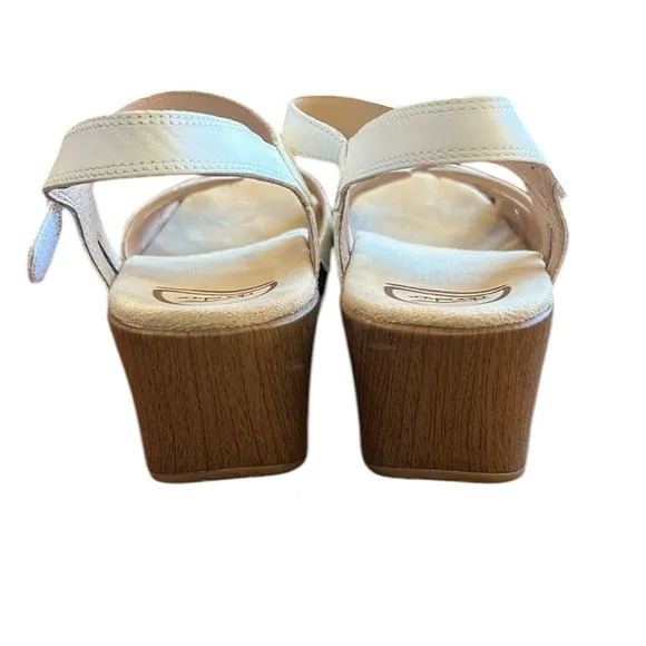 Dansko Season White Leather Adjustable Buckle Platform Sandals US 10.5-11/EU 41