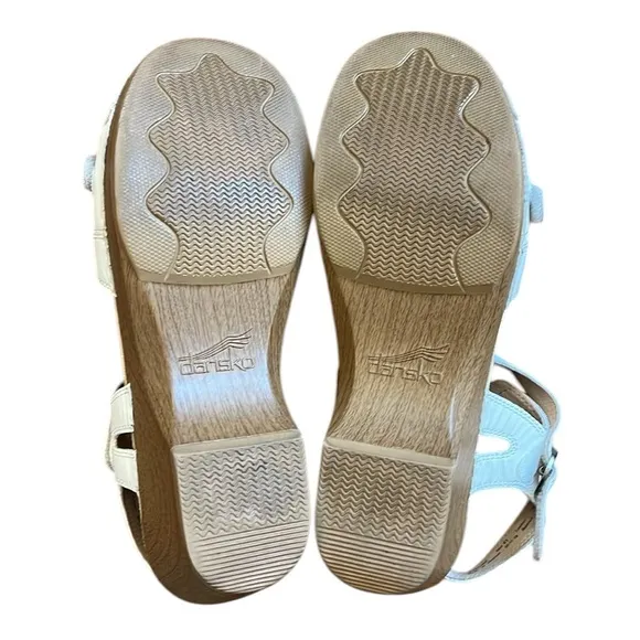 Dansko Season White Leather Adjustable Buckle Platform Sandals US 10.5-11/EU 41
