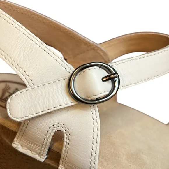 Dansko Season White Leather Adjustable Buckle Platform Sandals US 10.5-11/EU 41