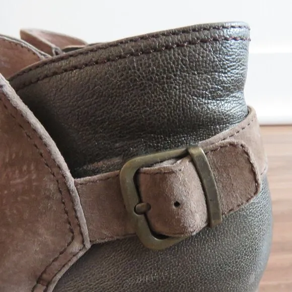 DANSKO Shirley Suede Leather Stacked Heel Ankle Boots in Taupe Size EU 40