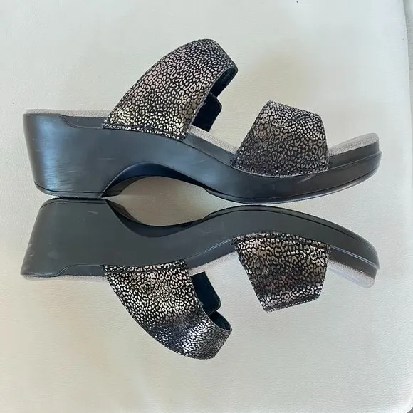 Dansko Sophie Black Metallic Python Heeled Sandals
