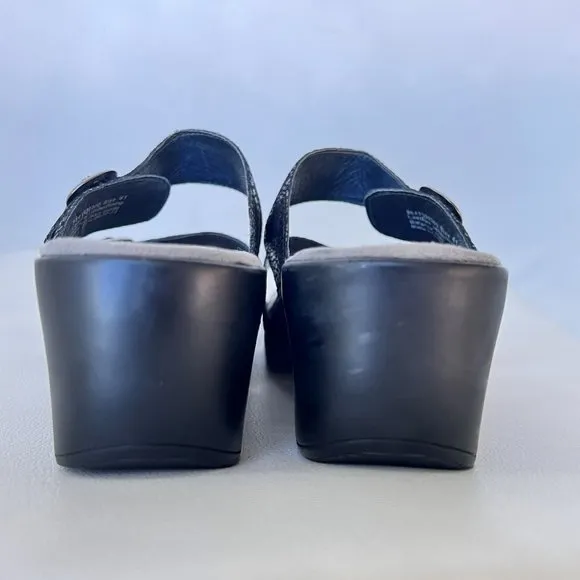 Dansko Sophie Black Metallic Python Heeled Sandals