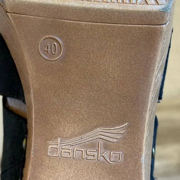 Dansko Women's Demetra Peep Toe Sandals Black Milled Nubuck Leather