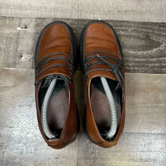 Dansko Women’s Size 40 Janika Lace Up Oxford Clogs Brown Leather Comfort Shoes