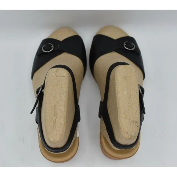 Dansko Womens Size EU 38 US 7.5-8 Tessie Black Nappa Leather Open Toe Sandals