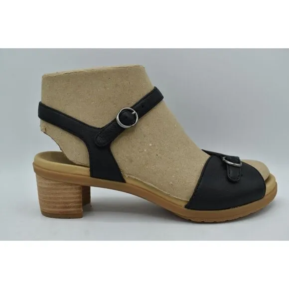 Dansko Womens Size EU 38 US 7.5-8 Tessie Black Nappa Leather Open Toe Sandals