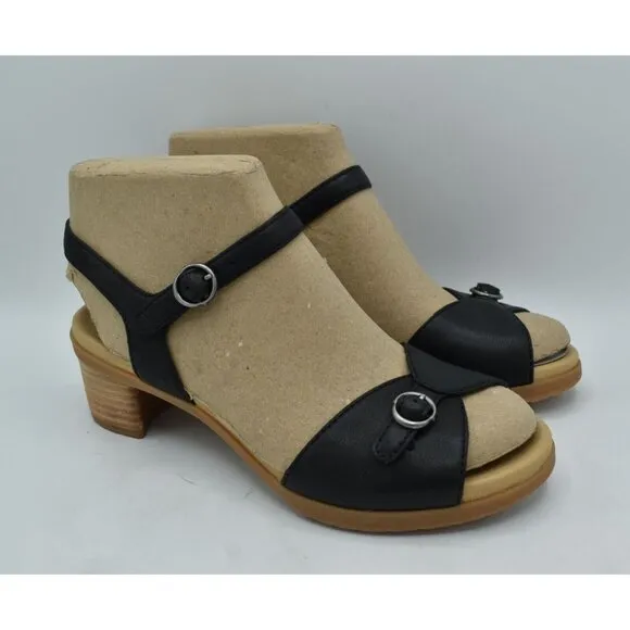 Dansko Womens Size EU 38 US 7.5-8 Tessie Black Nappa Leather Open Toe Sandals