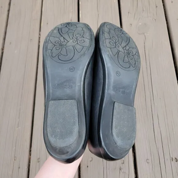 Dansko Professional Opal Black Leather Mary Jane Comfort Shoes Loafers Size 42