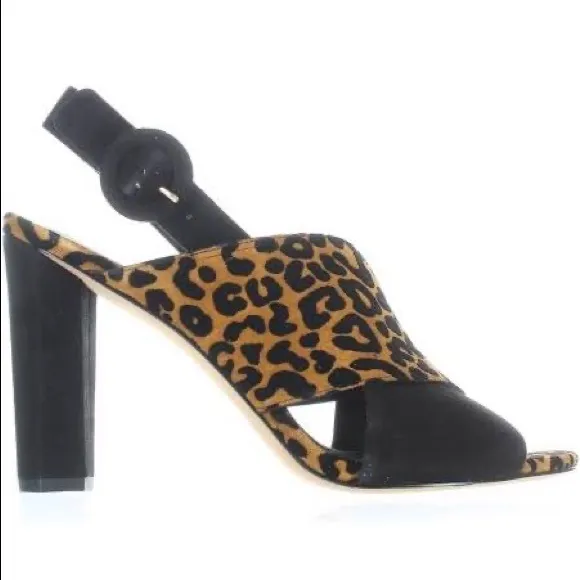 DIANE VON FÜRSTENBERG BAILIE 90 LEATHER LEOPARD SLINGBACK HEELS NWT SZ 8