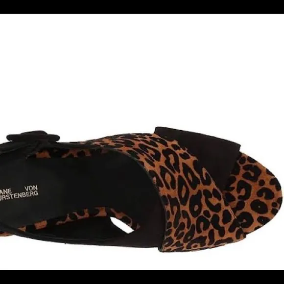 DIANE VON FÜRSTENBERG BAILIE 90 LEATHER LEOPARD SLINGBACK HEELS NWT SZ 8