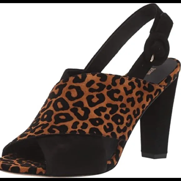 DIANE VON FÜRSTENBERG BAILIE 90 LEATHER LEOPARD SLINGBACK HEELS NWT SZ 8