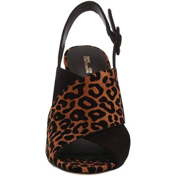 DIANE VON FÜRSTENBERG BAILIE 90 LEATHER LEOPARD SLINGBACK HEELS NWT SZ 8