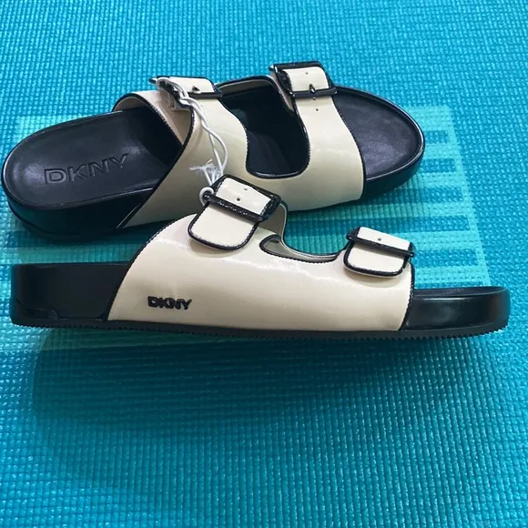 DKNY Women's Idinah Double Strap Foot Bed Slide Sandals Comfort Summer SZ 10M