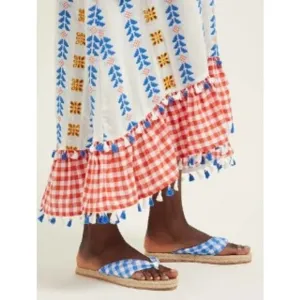 Dodo Bar Or Blue White Catalina Gingham Sandals Sz. 6.5
