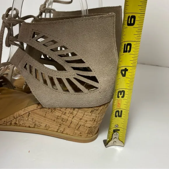Dolce Vita Loraine Ghillie Wedge Sandals Cork Heel Grey  Gladiator Size 7.5