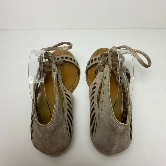 Dolce Vita Loraine Ghillie Wedge Sandals Cork Heel Grey  Gladiator Size 7.5