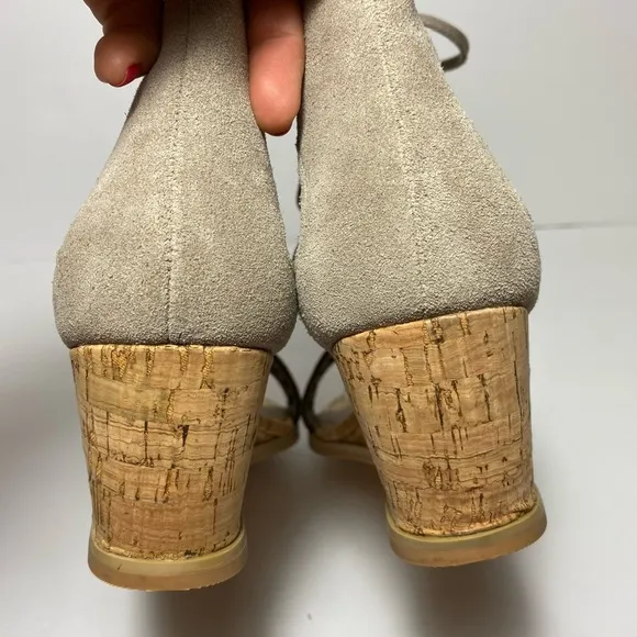 Dolce Vita Loraine Ghillie Wedge Sandals Cork Heel Grey  Gladiator Size 7.5