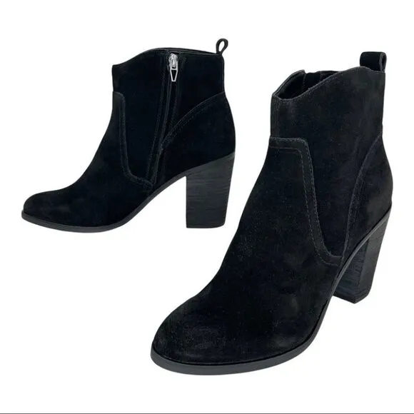 Dolce Vita Saint Black Suede Leather Womens Ankle Boots Size 10M