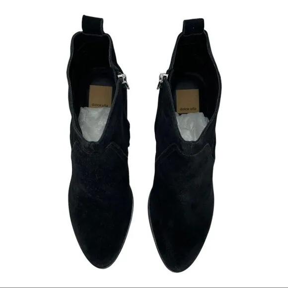 Dolce Vita Saint Black Suede Leather Womens Ankle Boots Size 10M