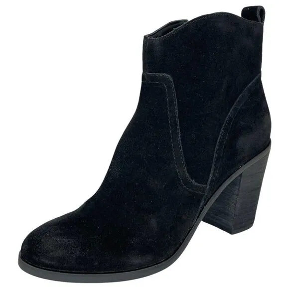 Dolce Vita Saint Black Suede Leather Womens Ankle Boots Size 10M