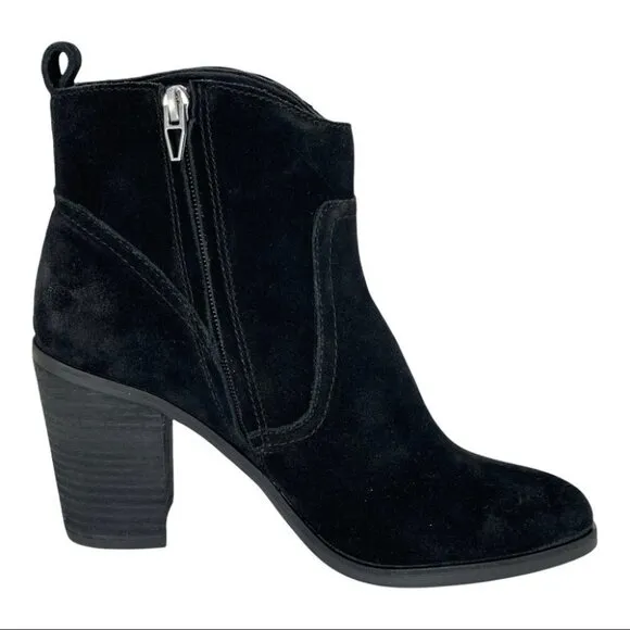 Dolce Vita Saint Black Suede Leather Womens Ankle Boots Size 10M