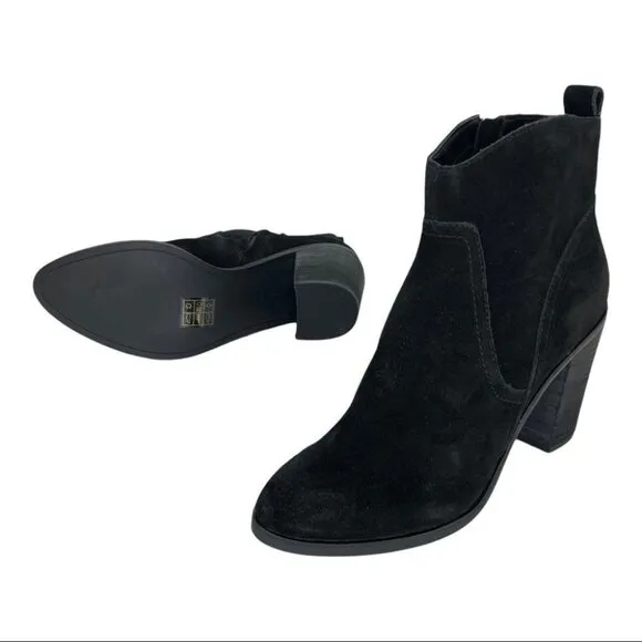 Dolce Vita Saint Black Suede Leather Womens Ankle Boots Size 10M