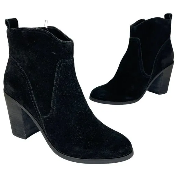 Dolce Vita Saint Black Suede Leather Womens Ankle Boots Size 10M