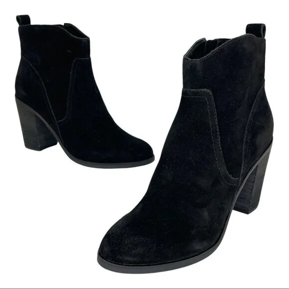 Dolce Vita Saint Black Suede Leather Womens Ankle Boots Size 10M