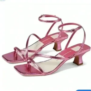 DOLCE VITA Women's Baylor Square Toe Block Heel Thong Sandals Pink