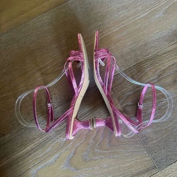 DOLCE VITA Baylor Square Toe Block Heel Thong Sandals In Magenta Crackle
