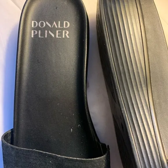 DONALD J PILNER FIJI SLIDES SUEDE SANDALS BLACK SHIMMER 8 1/2